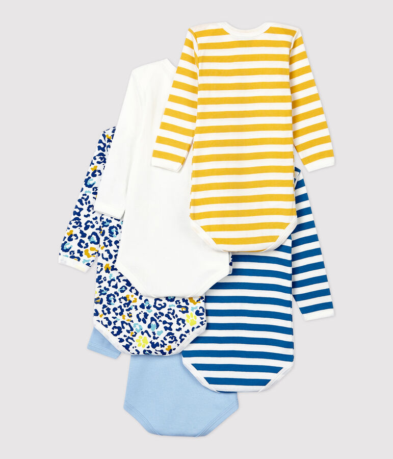 Lot de 5 bodies manches longues panth&egrave;re b&eacute;b&eacute; en coton multicouleur